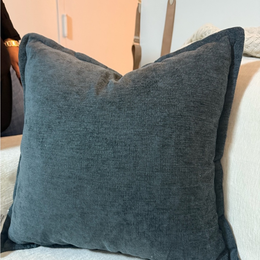Charcoal Blue/Grey Square Throw Pillow